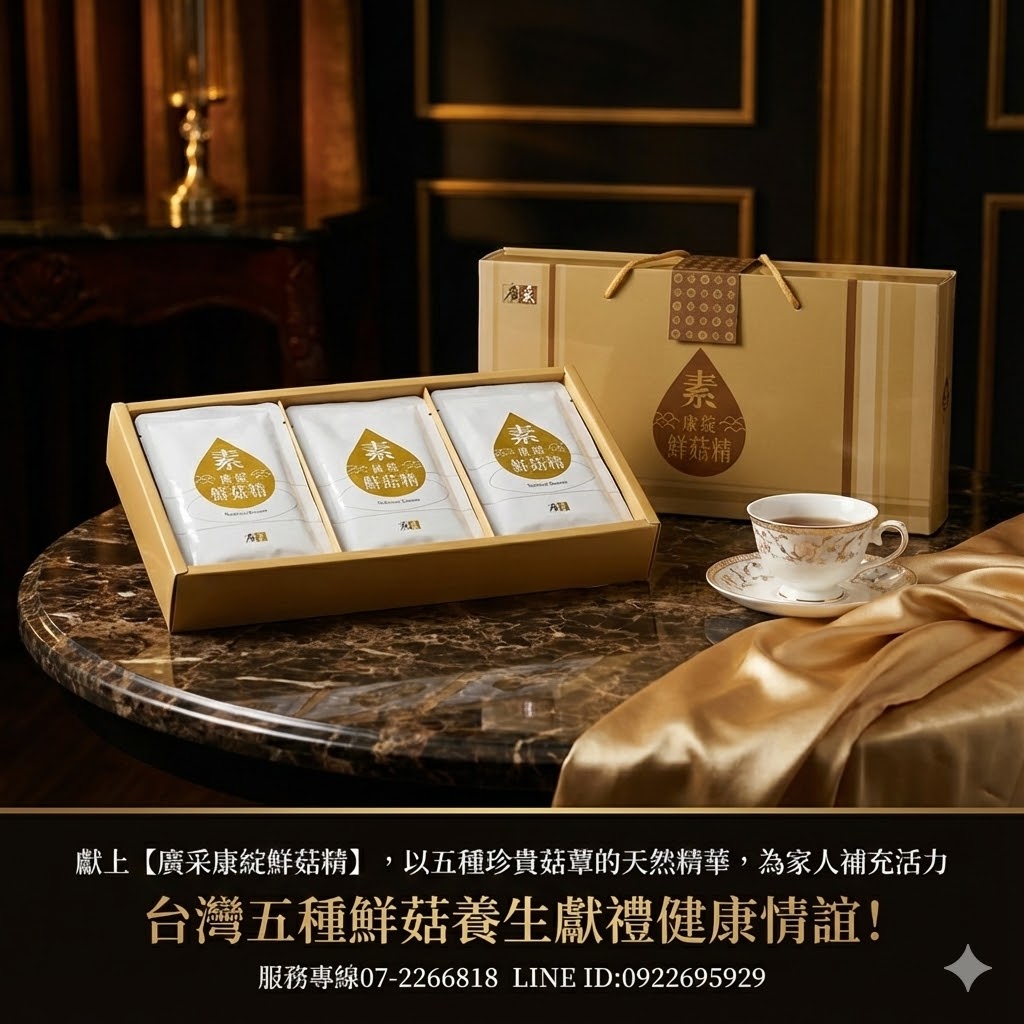 【廣采】康綻鮮菇精,忙碌生活,健康不能等!廣采鮮菇精多種菇類精華,滋補強身、增強體力、營養補給、產前產後或病後之補養。